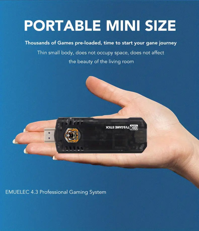 8K HD TV Stick with Wireless Retro Game Console