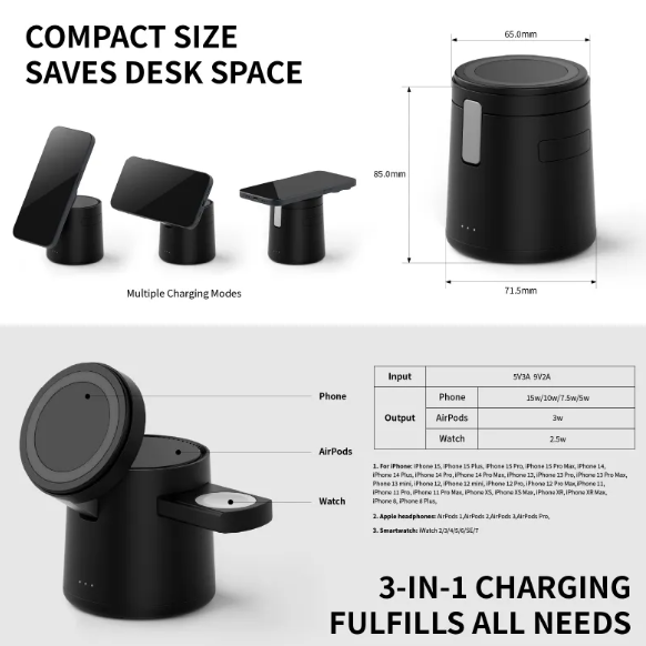 Elevat:15W Mag 3-in-1 Wireless Charger