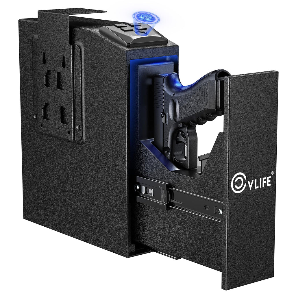 CVLIFE Biometric Gun Lock for Handgun Quick-Access Safety Device with Fingerprint Lock or Key Pad Gun Lock Box for Home Bedside Nightstand