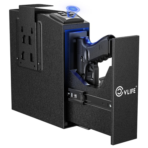 CVLIFE Biometric Gun Lock for Handgun Quick-Access Safety Device with Fingerprint Lock or Key Pad Gun Lock Box for Home Bedside Nightstand